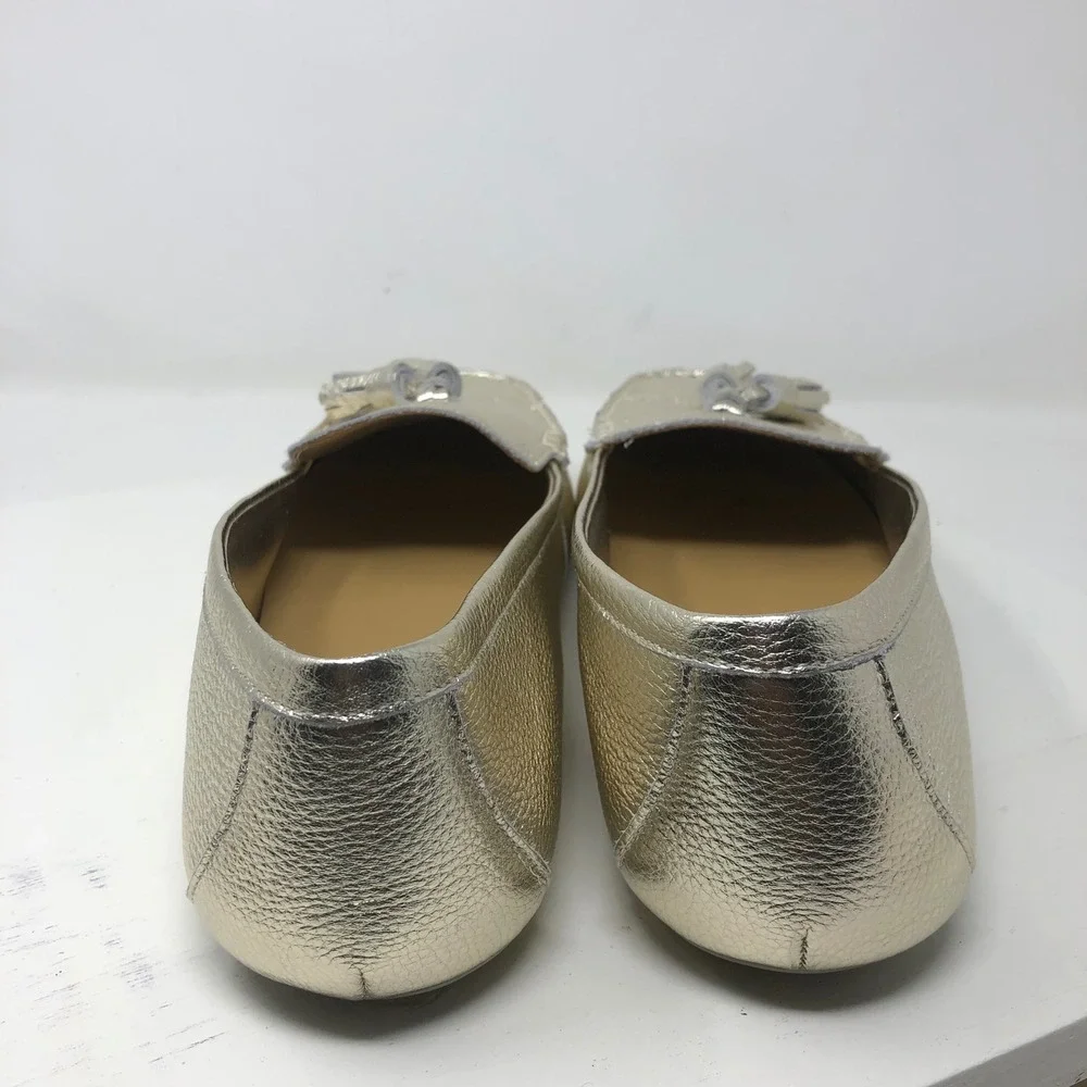 Marc Fisher Loafers Womens 9 Gold MLLAYNEY Metallic Leather Tassel Driving Chic